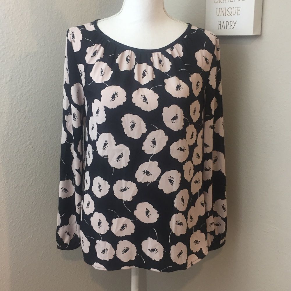 Loft Navy Floral Blouse